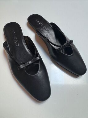 BY FAR Leather Bow Ballerina Mules